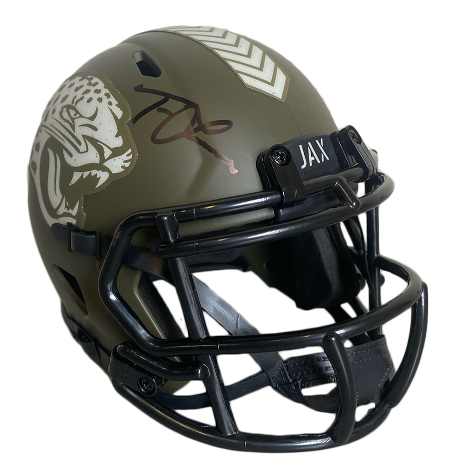 Trevor Lawrence Autographed Jacksonville Jaguars 2022 Salute to Service Speed Mini Helmet Fanatics