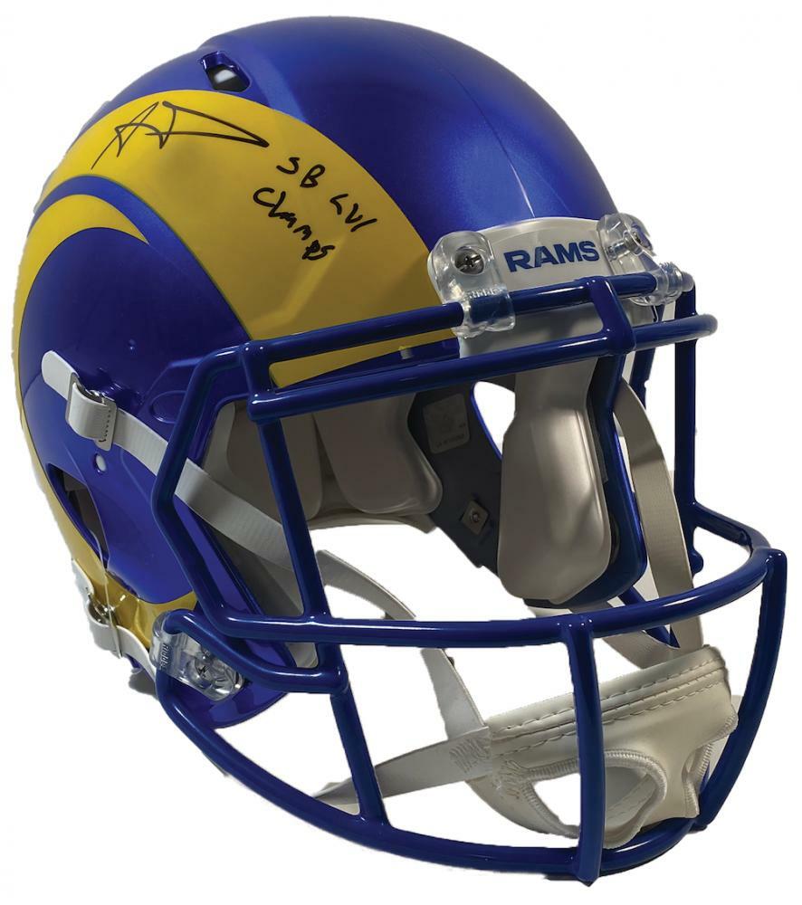 AARON DONALD Los Angeles Rams Super Bowl LVI Champions Autographed Riddell Speed Authentic Helmet with "SB LVI Champs" Inscription FANATICS