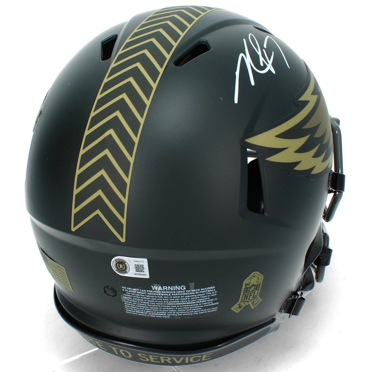 Michael Vick Autographed Philadelphia Eagles 2025 Salute to Service Speed Authentic Helmet Beckett Witnessed