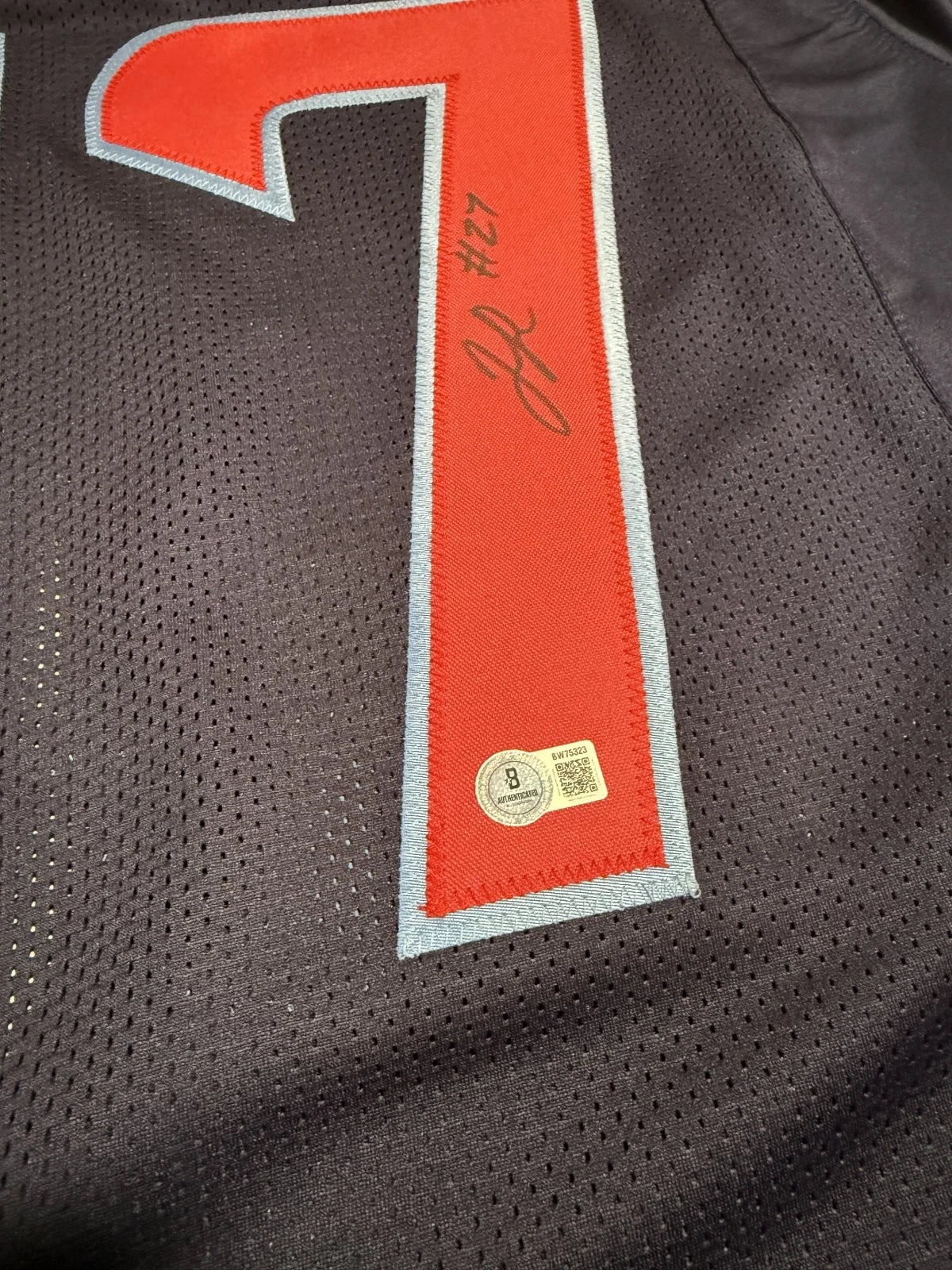 Woody Marks Autographed Navy Blue/Red Alternate #27 Custom Jersey Beckett