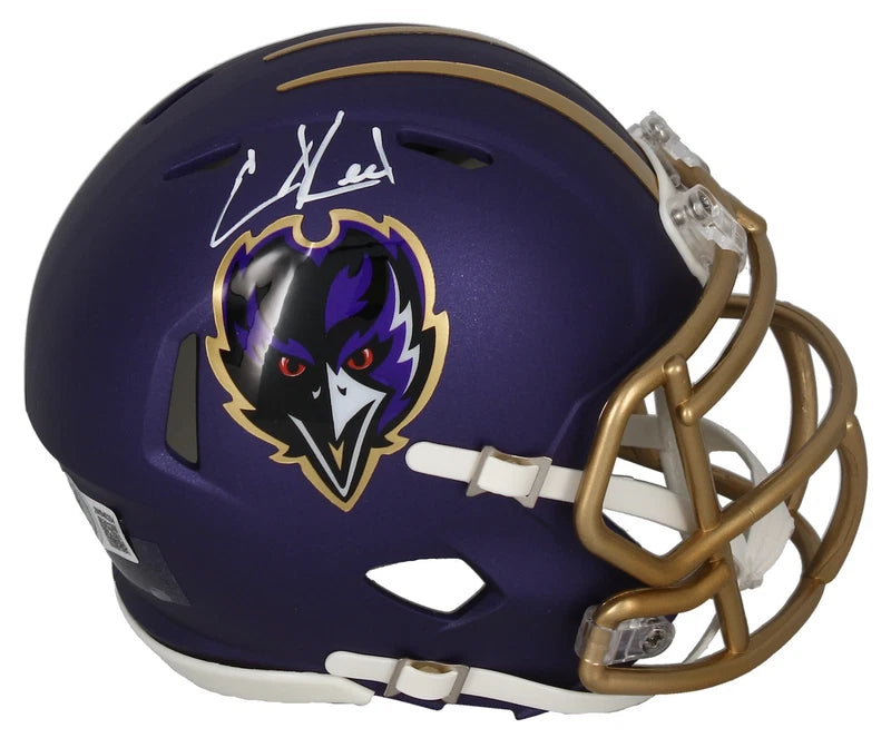 Ed Reed Autographed Baltimore Ravens Purple 2024 Alternate Speed Mini Helmet Beckett Witnessed