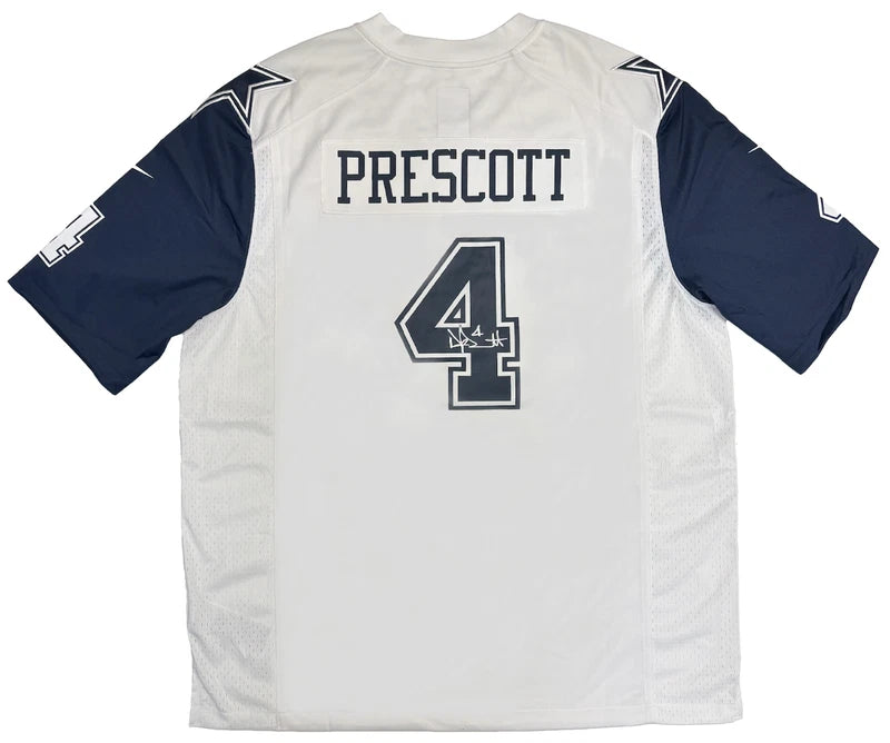 Dak Prescott Autographed Dallas Cowboys Nike White/Navy Alternate Limited Jersey Beckett Witnessed