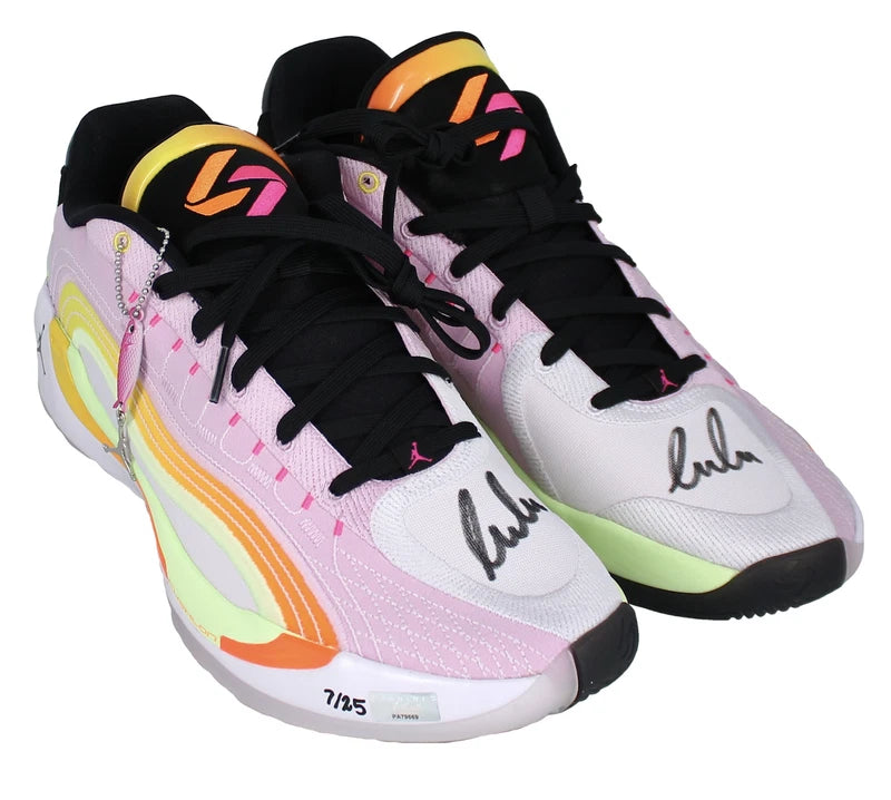 Luka Doncic Autographed Arctic Pink Jordan Brand Luka 4 "Gone Fishing" Basketball Shoes Panini LE 25