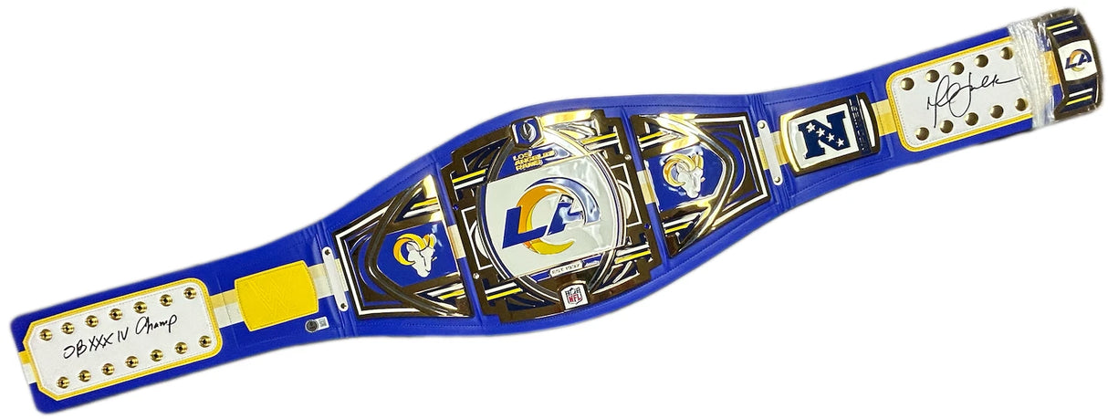 Marshall Faulk Autographed/Inscribed "SB XXXIV Champs" Los Angeles Rams Legacy Title Belt Beckett Witnessed