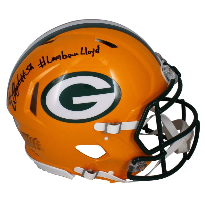 MarShawn Lloyd Autographed/Inscribed "#Lambeau Lloyd" Green Bay Packers Speed Authentic Helmet Beckett/GDL LE 32/32