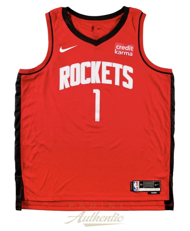 Amen Thompson Autographed Houston Rockets Red Nike Swingman Jersey Panini