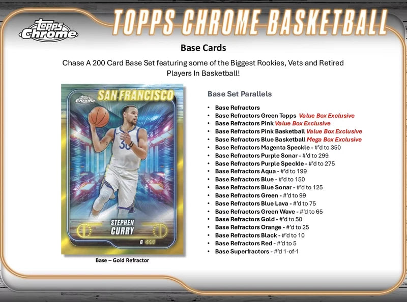 2024/25 Topps Chrome Mega NBA Basketball 8-Pack Monster Box Factory Sealed (7PK/BX, 6CDS/PK)