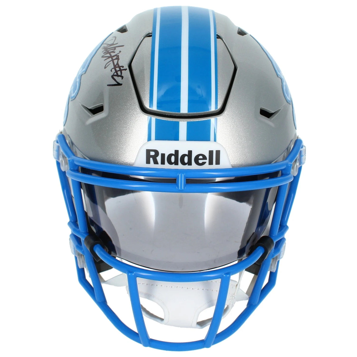 Derrick Moore Autographed Detroit Lions Speedflex Midi Helmet Beckett Witnessed