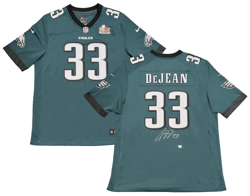 Cooper DeJean Autographed Philadelphia Eagles Midnight Green Nike Game Jersey with SB LIX Patch Fanatics