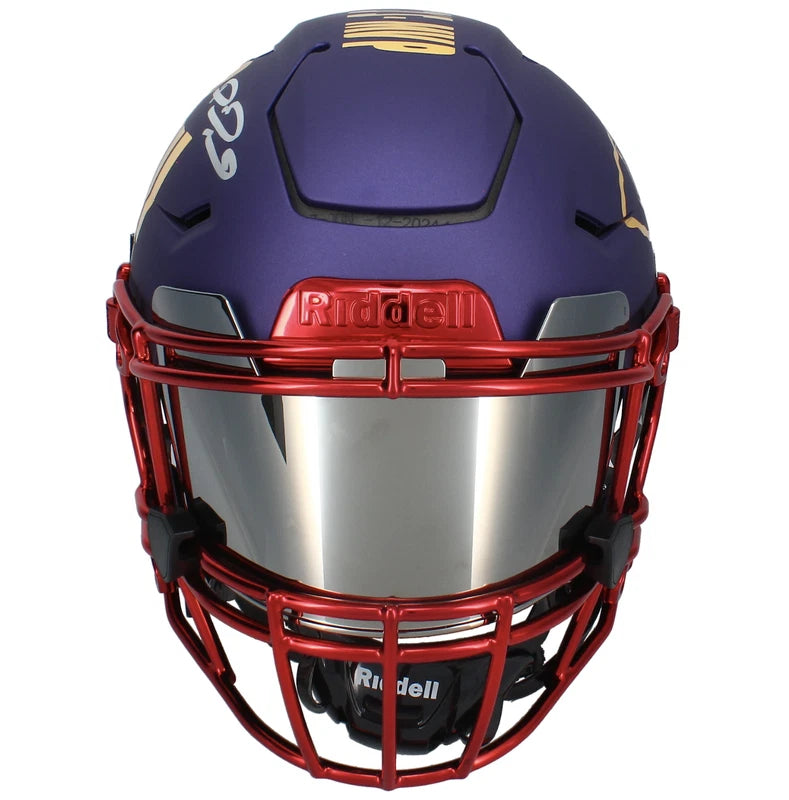 Patrick Mahomes Autographed Kansas City Chiefs Purple/Red Chrome Inlay SB 58 Tribute Speedflex Authentic Helmet Beckett Witnessed LE 13/15