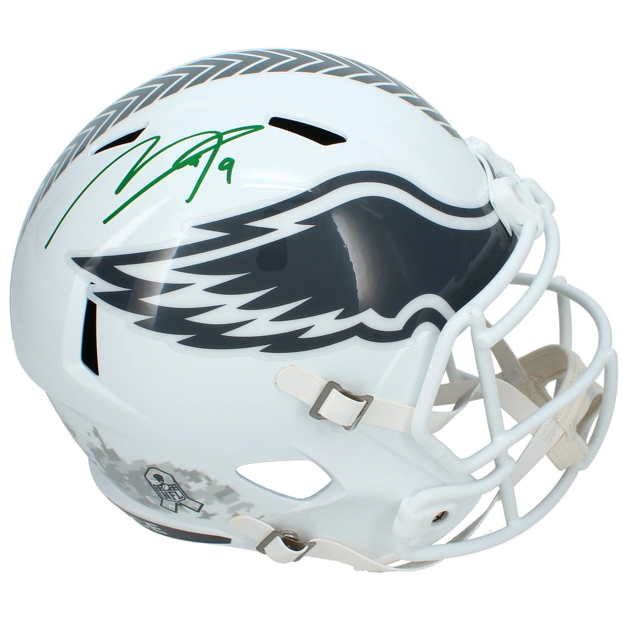 Makai Lemon Autographed Philadelphia Eagles 2024 Salute to Service Speed Full Size Helmet Beckett Witnessed