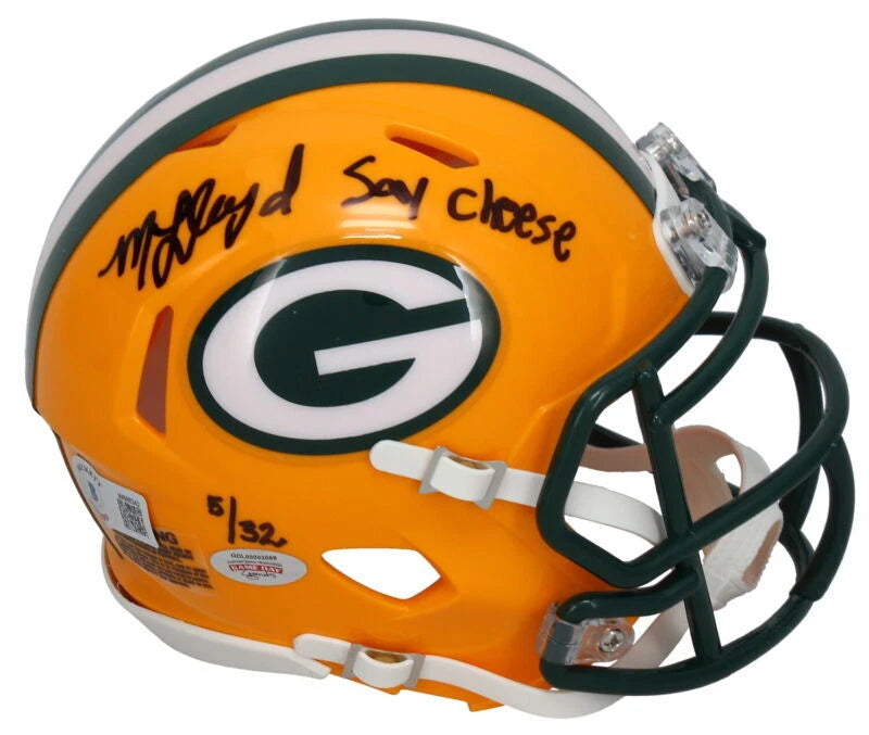 MarShawn Lloyd Autographed/Inscribed "Say Cheese!" Green Bay Packers Speed Mini Helmet GDL/Beckett LE 32