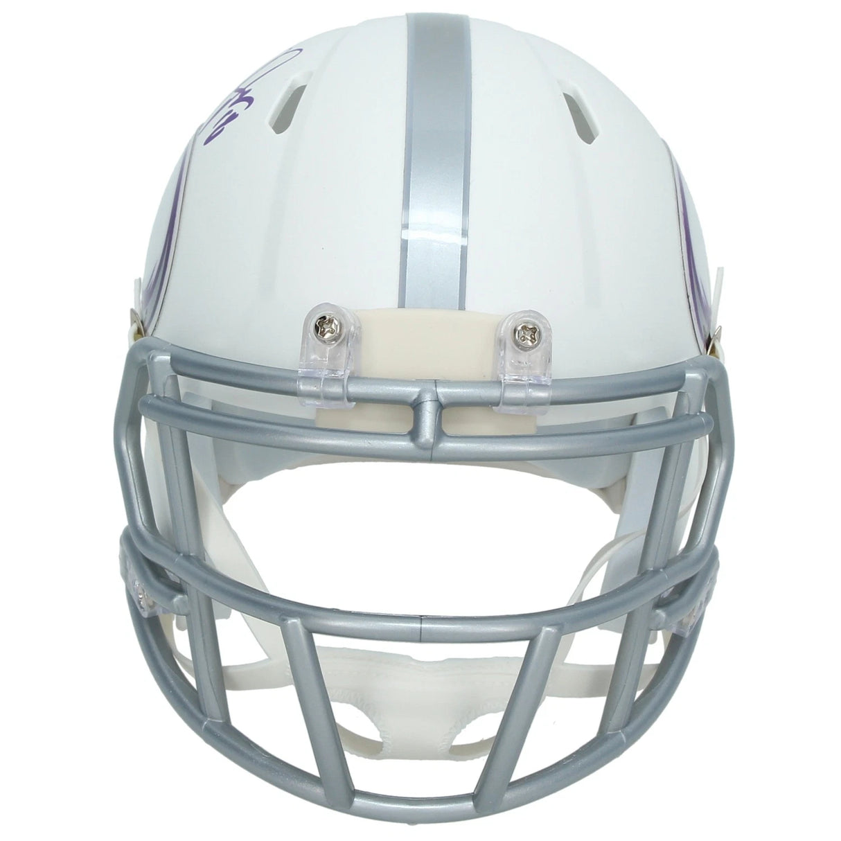 Justin Jefferson Autographed Minnesota Vikings White 2024 Alternate Speed Mini Helmet Beckett Witnessed