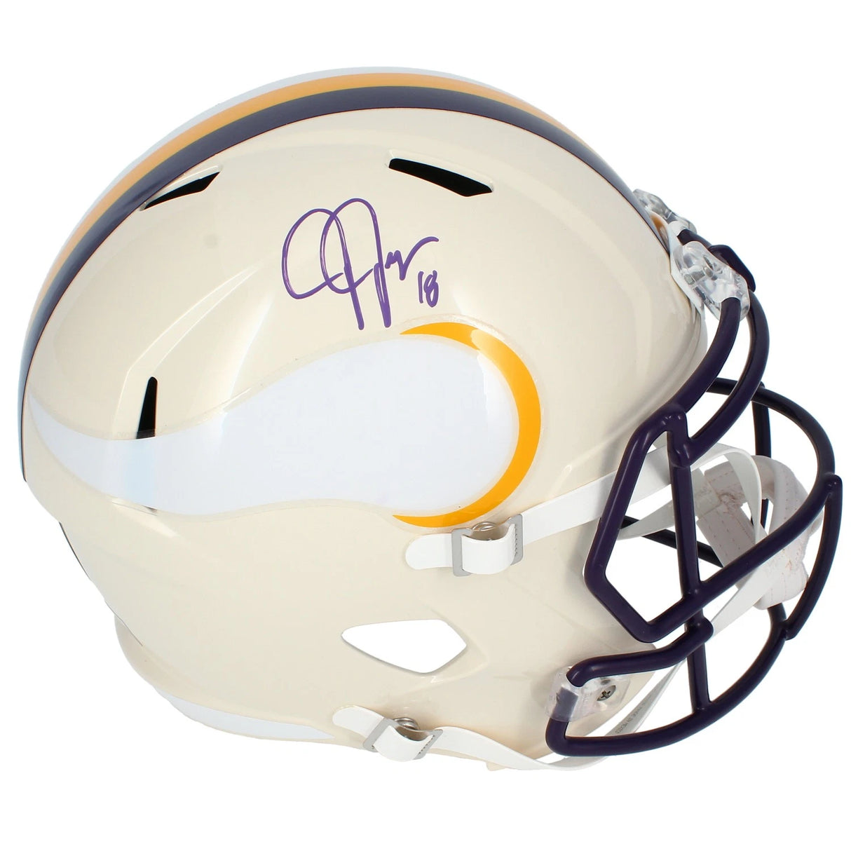 Justin Jefferson Autographed Minnesota Vikings RETRO Speed Full Size Helmet Beckett Witnessed