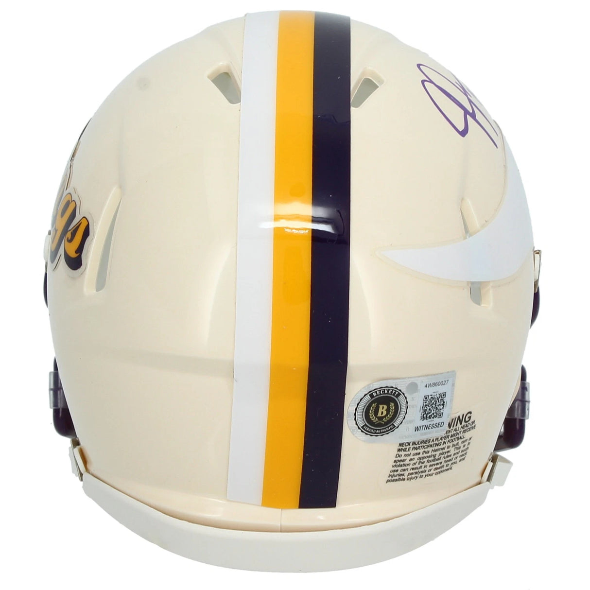 Justin Jefferson Autographed Minnesota Vikings RETRO Speed Mini Helmet Beckett Witnessed