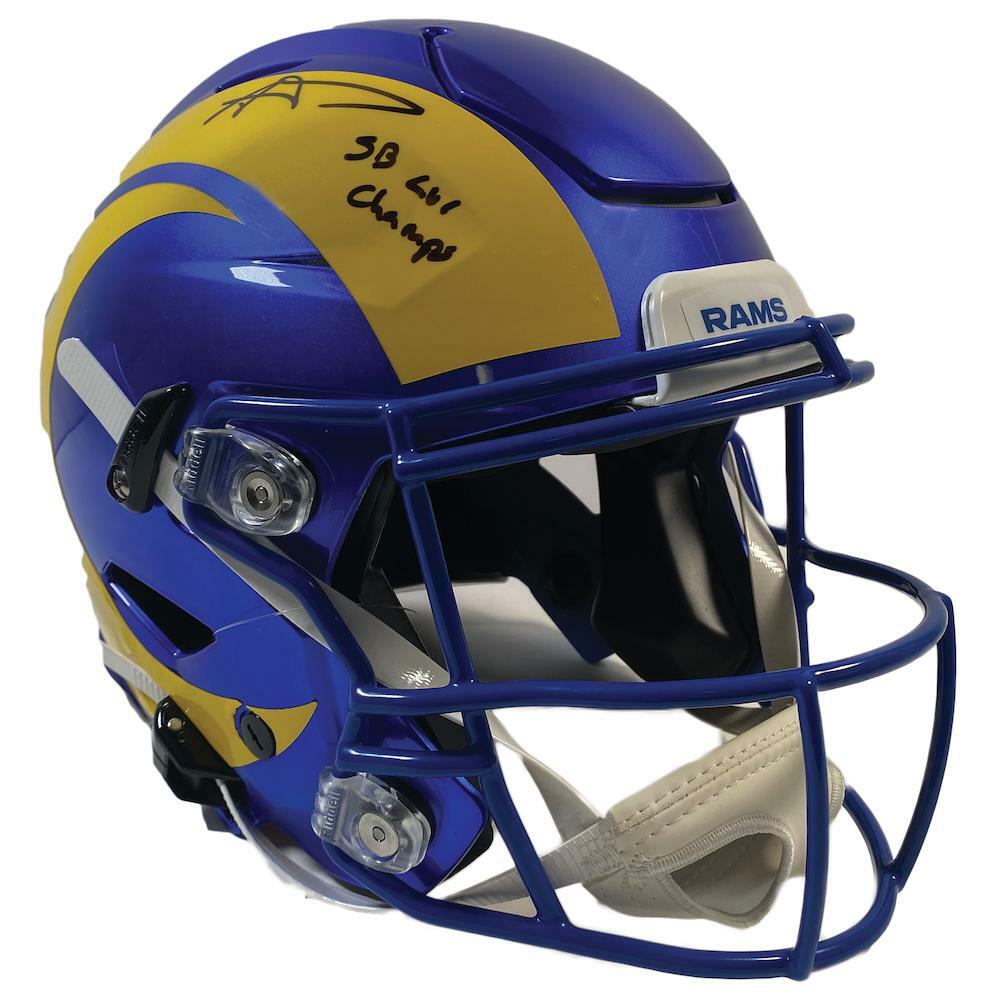 Aaron Donald Autographed/Inscribed "SB LVI CHAMPS" Los Angeles Rams SB LVI Champs Logo Speedflex Helmet Fanatics