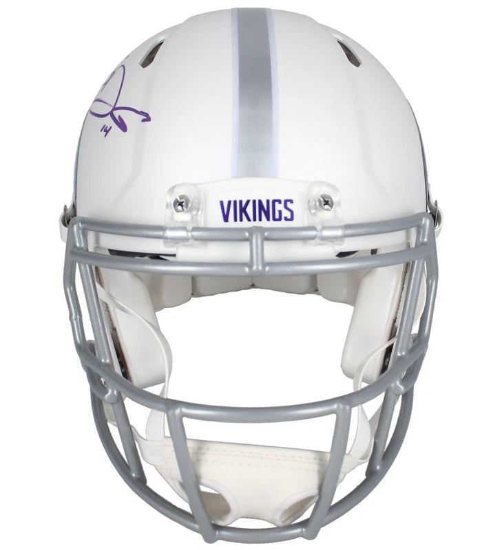 Sam Darnold Autographed Minnesota Vikings White 2024 Alternate Speed Authentic Helmet Fanatics