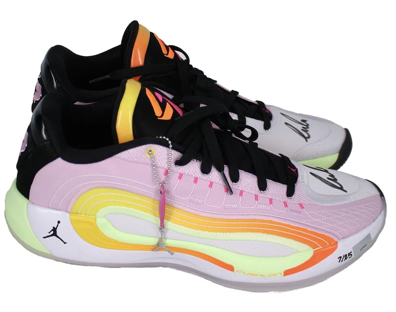 Luka Doncic Autographed Arctic Pink Jordan Brand Luka 4 "Gone Fishing" Basketball Shoes Panini LE 25