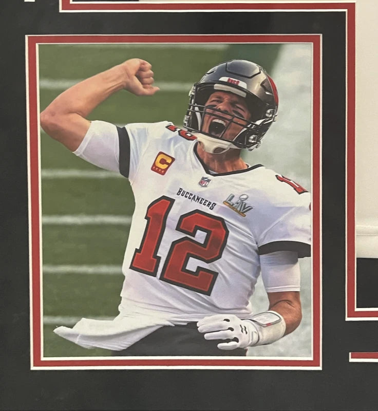 Tom Brady Autographed/Inscribed "SB LV CHAMPS" Tampa Bay Buccaneers Custom Framed White Nike Limited Jersey Fanatics