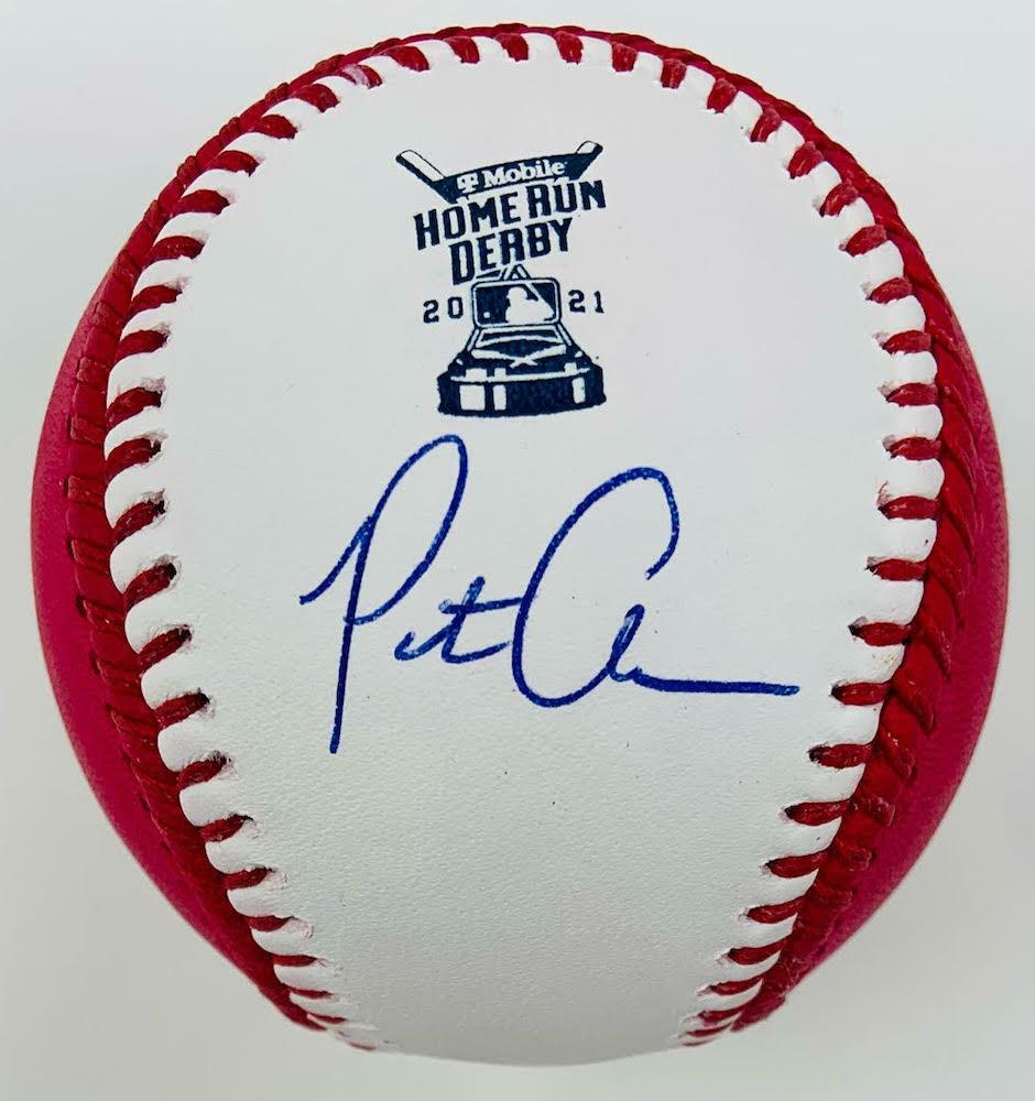 PETE ALONSO Autographed 2021 MLB Pink Money Ball Home Run Derby Logo Official Baseball FANATICS