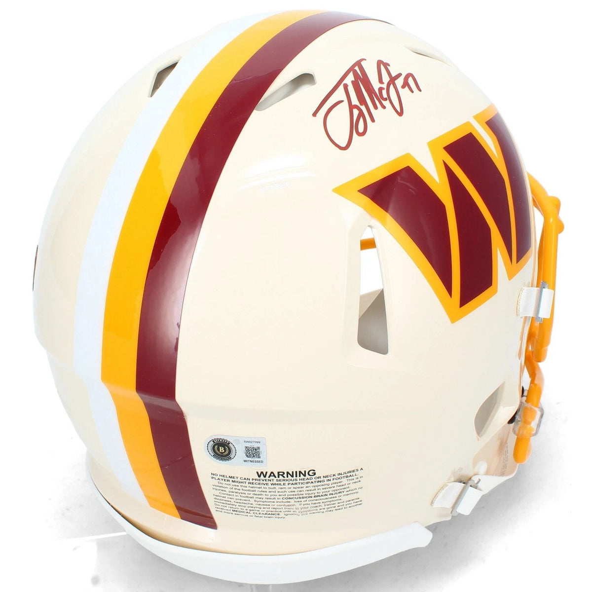 Terry McLaurin Autographed Washington Commanders RETRO Speed Authentic Helmet Beckett Witnessed