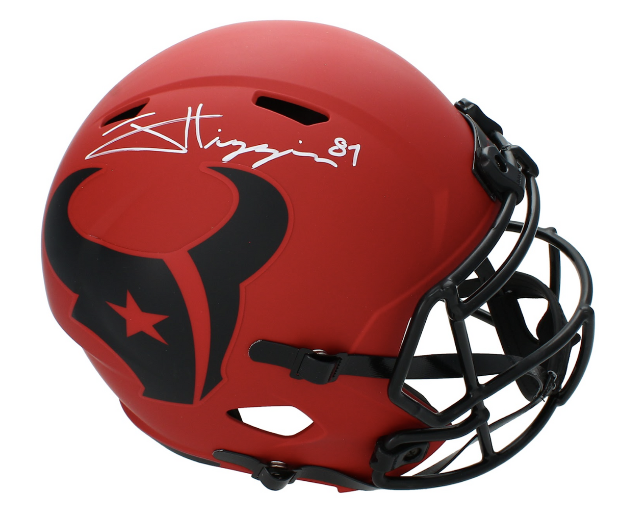 Jayden Higgins Autographed Houston Texans RAVE Speed Full Size Helmet Beckett Witnessed