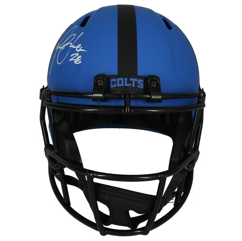 Marshall Faulk Autographed Indianapolis Colts RAVE Speed Full Size Helmet Beckett Witnessed