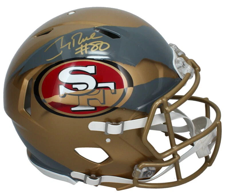 Jerry Rice Autographed San Francisco 49ers ECC Custom Ripped Gold/Grey Speed Authentic Fanatics