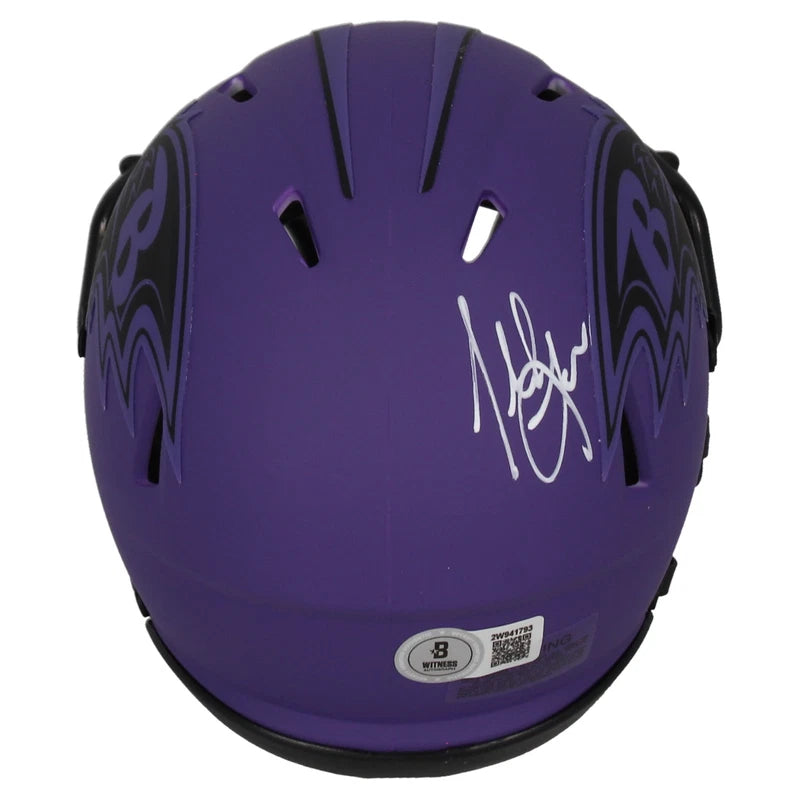 Terrell Suggs Autographed Baltimore Ravens RAVE Speed Mini Helmet Beckett Witnessed