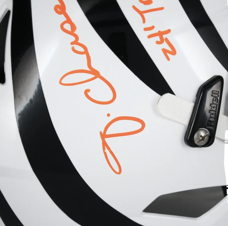 Ja'Marr Chase Autographed/Inscribed "24 Triple Crown" Cincinnati Bengals White 2022 Alternate Speedflex Authentic Helmet Beckett Witnessed