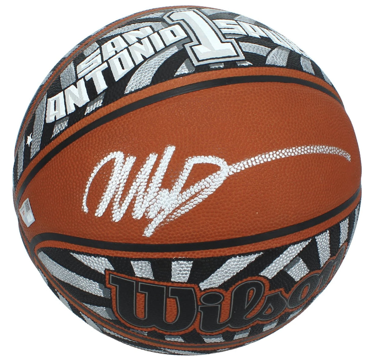Victor Wembayana Autographed San Antonio Spurs Hand Painted Wilson Official NBA Authentic Basketball Fanatics LE 1/1