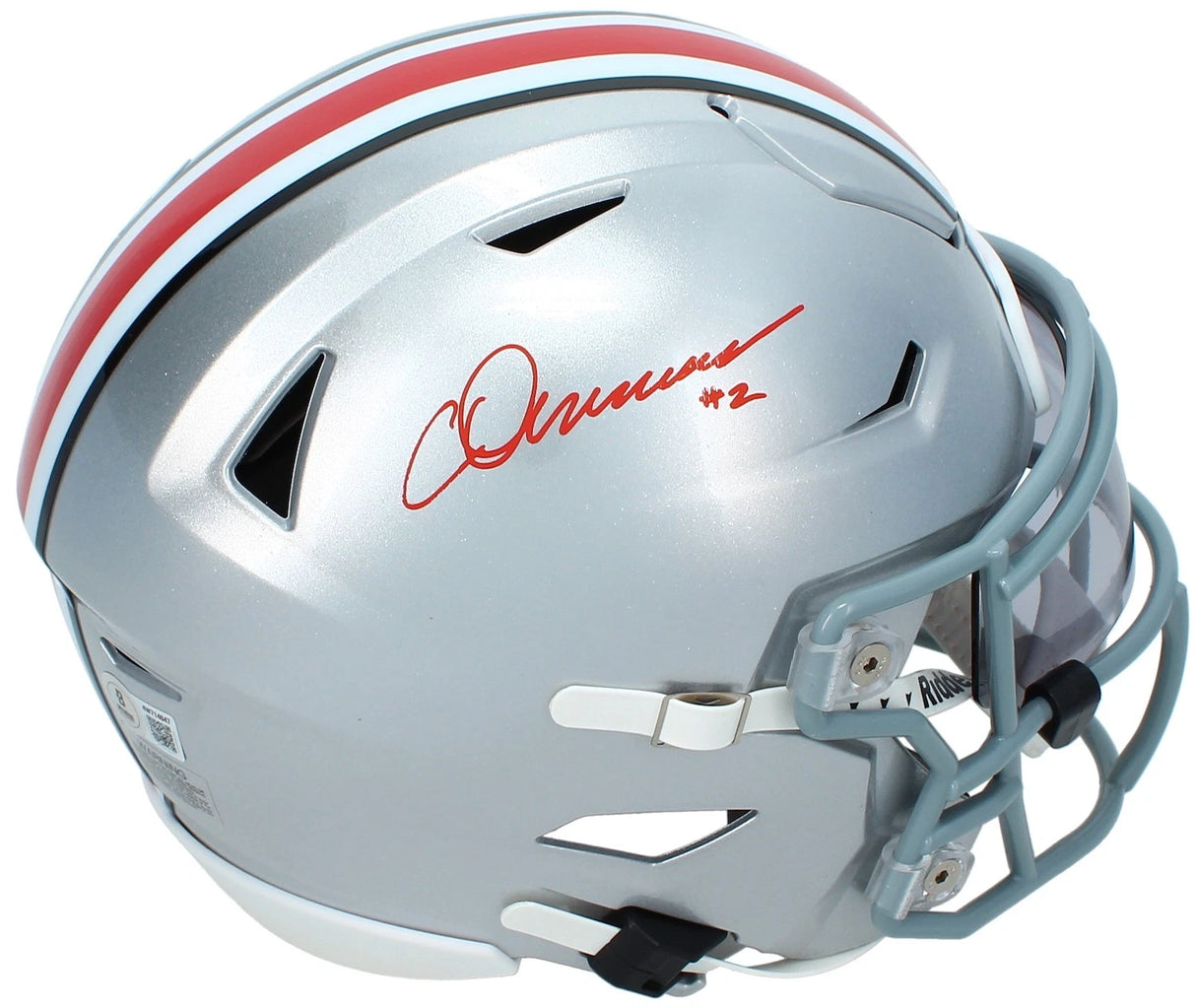 Chris Olave Autographed Ohio State Buckeyes Speedflex Midi Helmet Beckett Witnessed