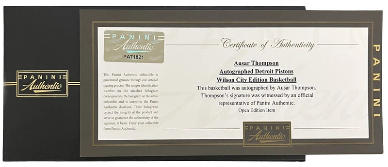 Ausar Thompson Autographed Detroit Pistons Green Wilson City Edition Collectors Basketball Panini