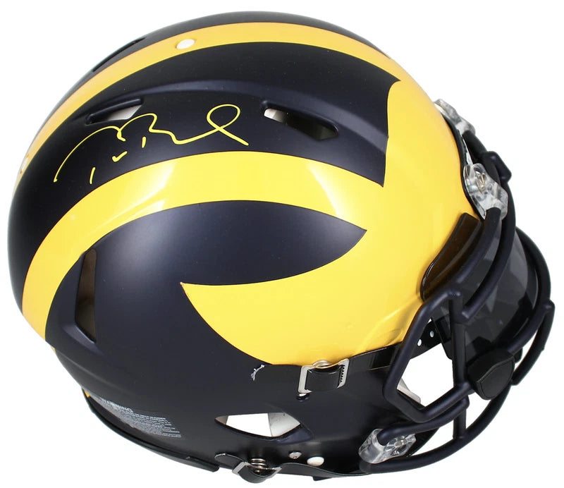 Tom Brady Autographed Michigan Wolverines Speed Authentic w/Visor Fanatics