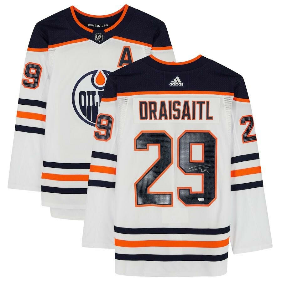 LEON DRAISAITL Autographed Edmonton Oilers Adidas White Authentic Jersey FANATICS