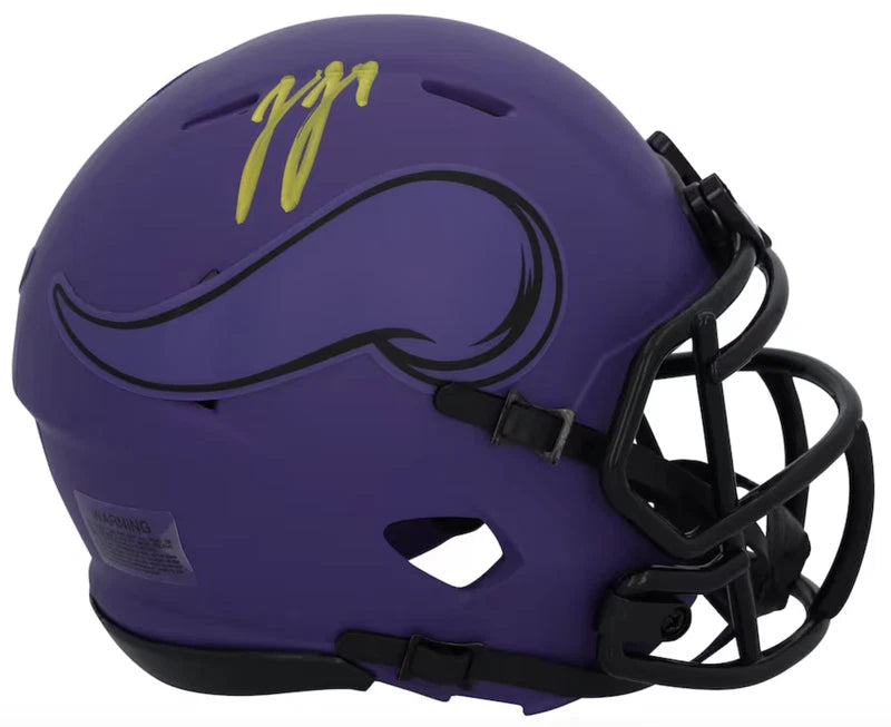J.J. McCarthy Autographed Minnesota Vikings RAVE Speed Mini Helmet Fanatics