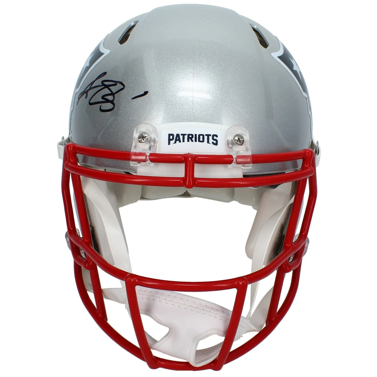 A.J. Brown Autographed New England Patriots Speed Authentic Helmet Beckett Witnessed
