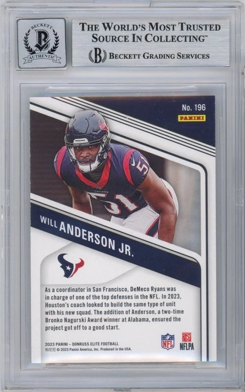 Will Anderson Jr. Autographed Houston Texans 2023 Panini Donruss Elite Pink #196 BGS 9/10 Rookie Card Fanatics