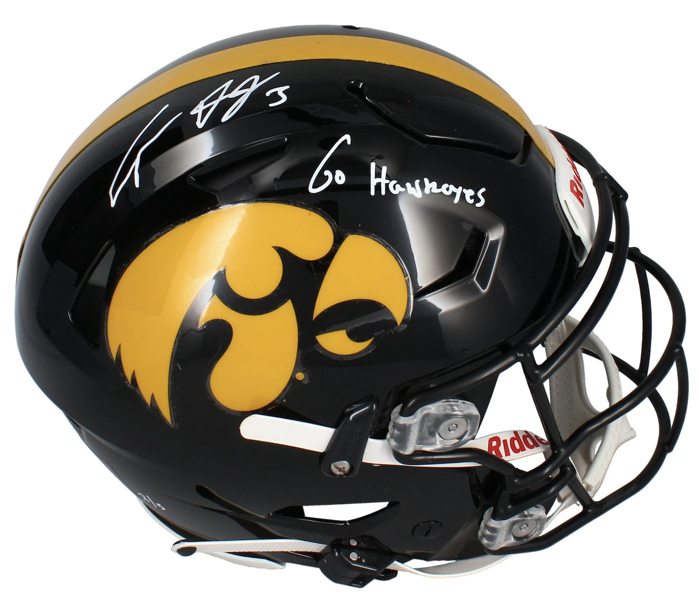 Cooper DeJean Autographed/Inscribed "GO HAWKEYES" Iowa Hawkeyes Speedflex Authentic Helmet Fanatics