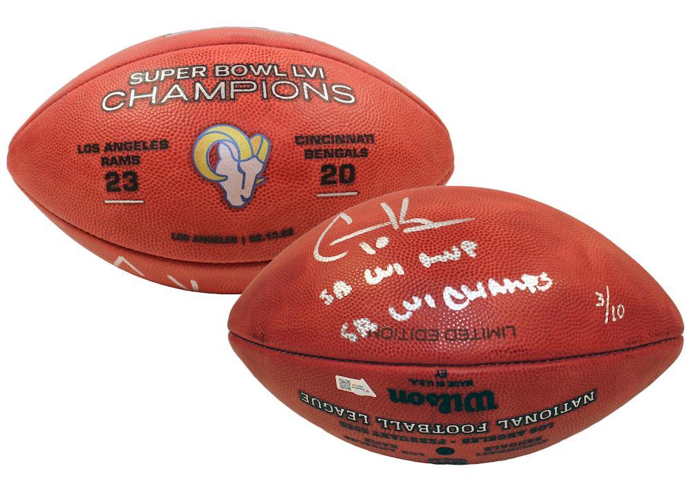COOPER KUPP Autographed/Multi-Inscribed Los Angeles Rams SB LVI Champions Logo Wilson Duke Authentic Football FANATICS LE 10