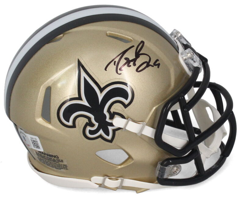Drew Brees Autographed New Orleans Saints Speed Mini Helmet Beckett Witnessed