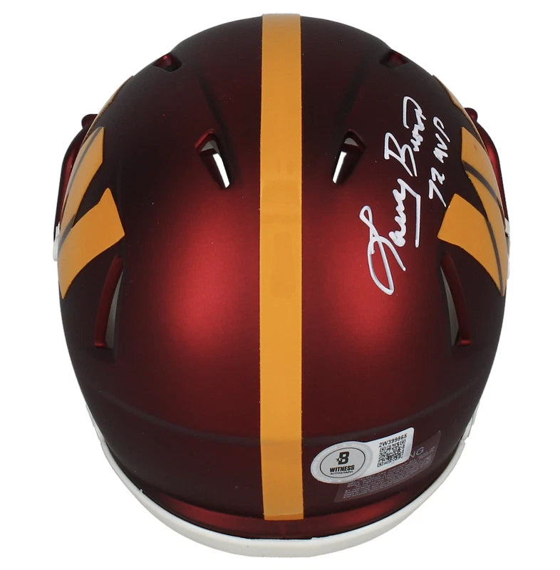 Larry Brown Autographed/Inscribed "72 MVP" Washington Commanders Speed Mini Helmet Beckett Witnessed