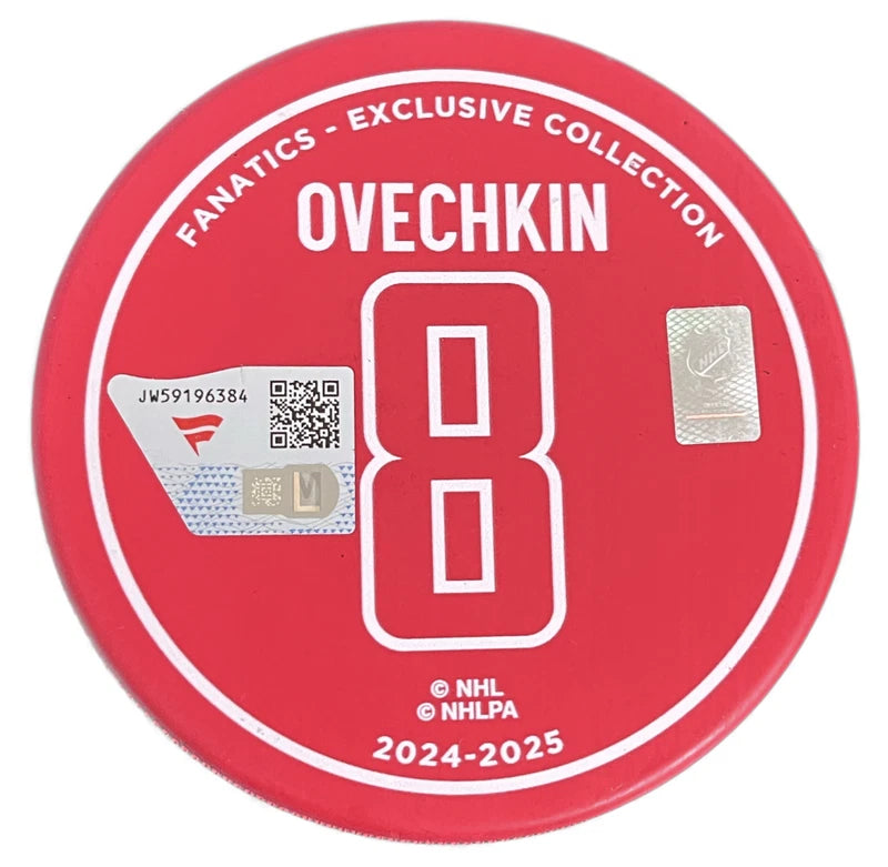 Alexander Ovechkin Autographed Washington Capitals Red 895th Goal Hockey Puck LE 895 Fanatics