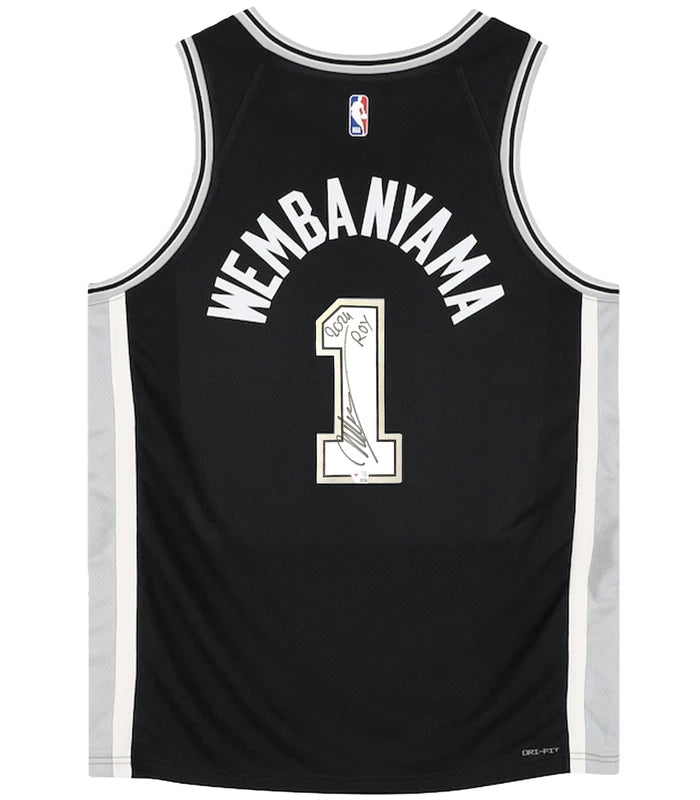 Victor Wembanyama Autographed/Inscribed "2024 ROY" San Antonio Spurs Black Nike Icon Swingman Jersey Fanatics
