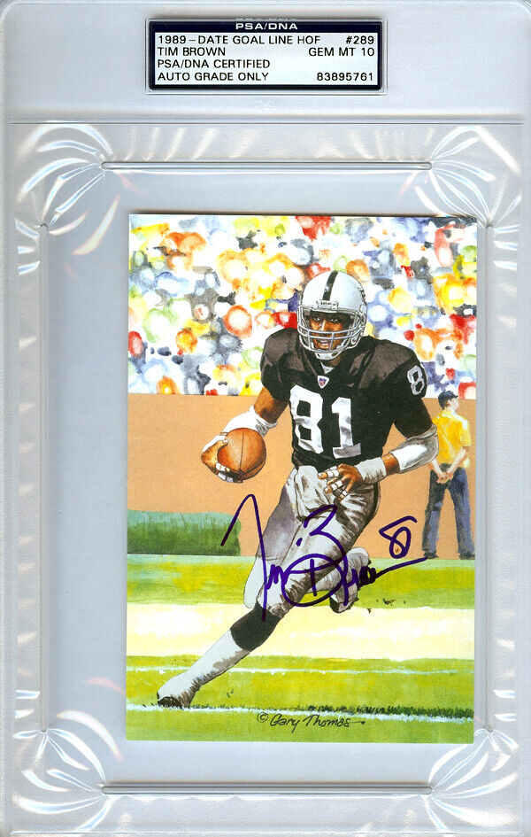 Tim Brown Autographed Goal Line Art Postcard #289 Los Angeles Raiders Gem Mint 10 PSA/DNA Stock #104323