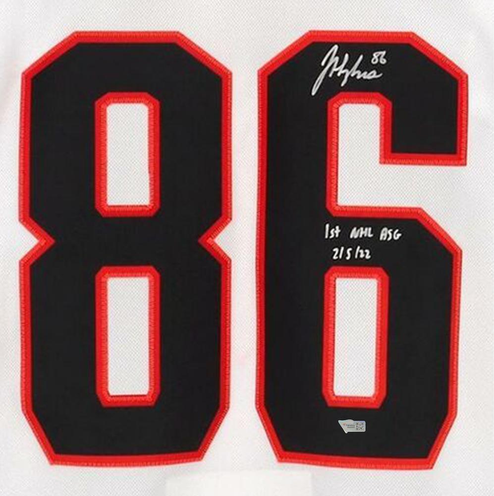 JACK HUGHES Autographed/Inscribed "1st NHL ASG" 2022 NHL All-Star White Adidas Jersey FANATICS