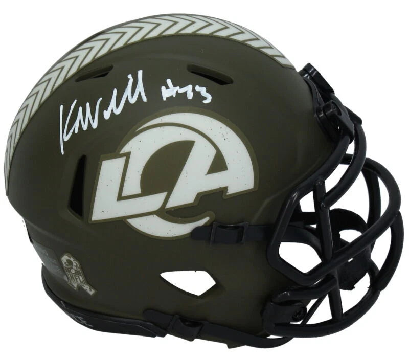 Kyren Williams Autographed Los Angeles Rams 2022 Salute to Service Speed Mini Helmet Beckett Witnessed