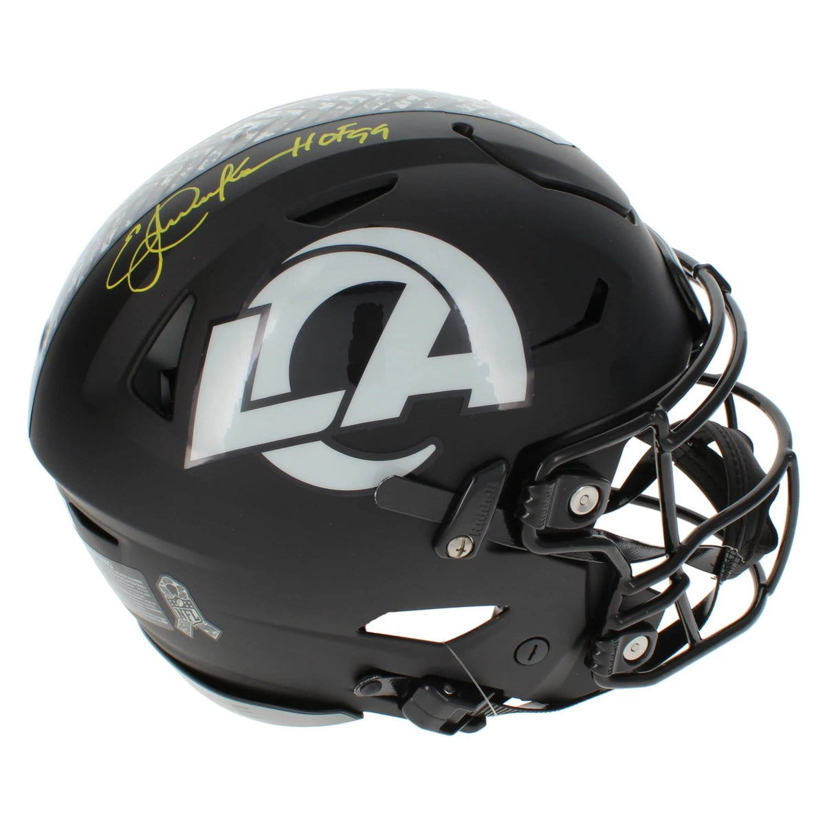 Eric Dickerson Autographed/Inscribed "HOF 99" Los Angeles Rams 2026 Salute to Service Speedflex Authentic Helmet Beckett Witnessed