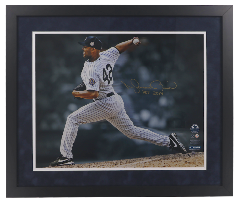 Mariano Rivera New York Yankees Autographed "HOF 2019" Custom Framed 16" x 20" 'Pitching' Photograph Steiner