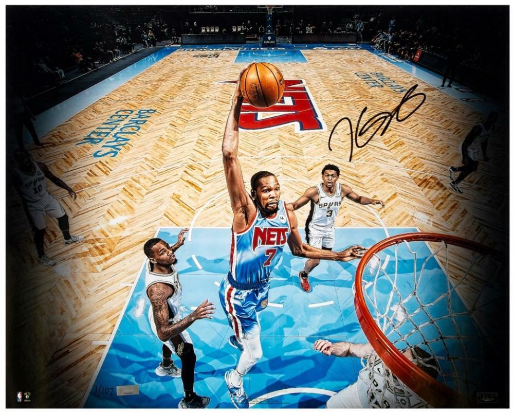 KEVIN DURANT Autographed Brooklyn Nets "Through the Lane" 16" x 20" Photograph PANINI LE 107